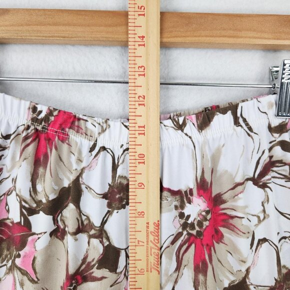 Chicos Pants Womens 1 Pink Brown 8 Floral Wide Leg Lightweight Pull On Easy Wear - Picture 4 of 11